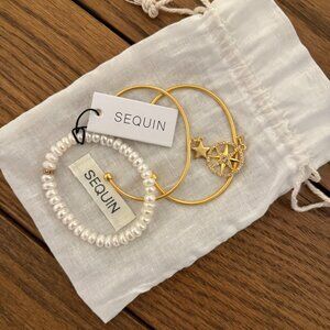 Sequin NYC Celestial Magic Set of 3 Bracelets - Brand New! 22k Gold Dipped Brass